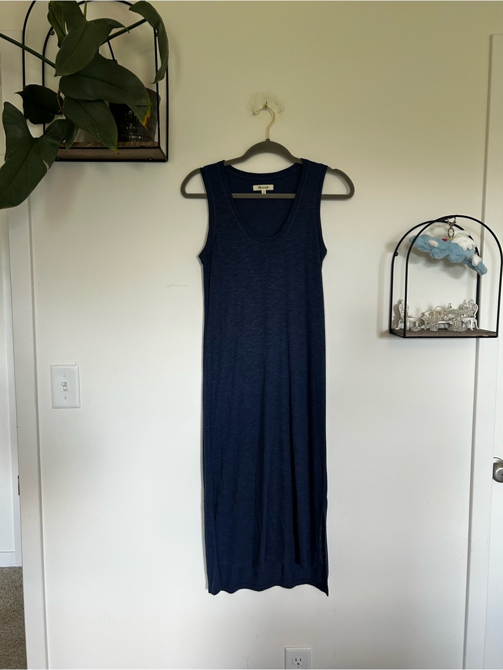Madewell Navy Blue Jersey Tank Dress Scoop Neck High Low Size XS